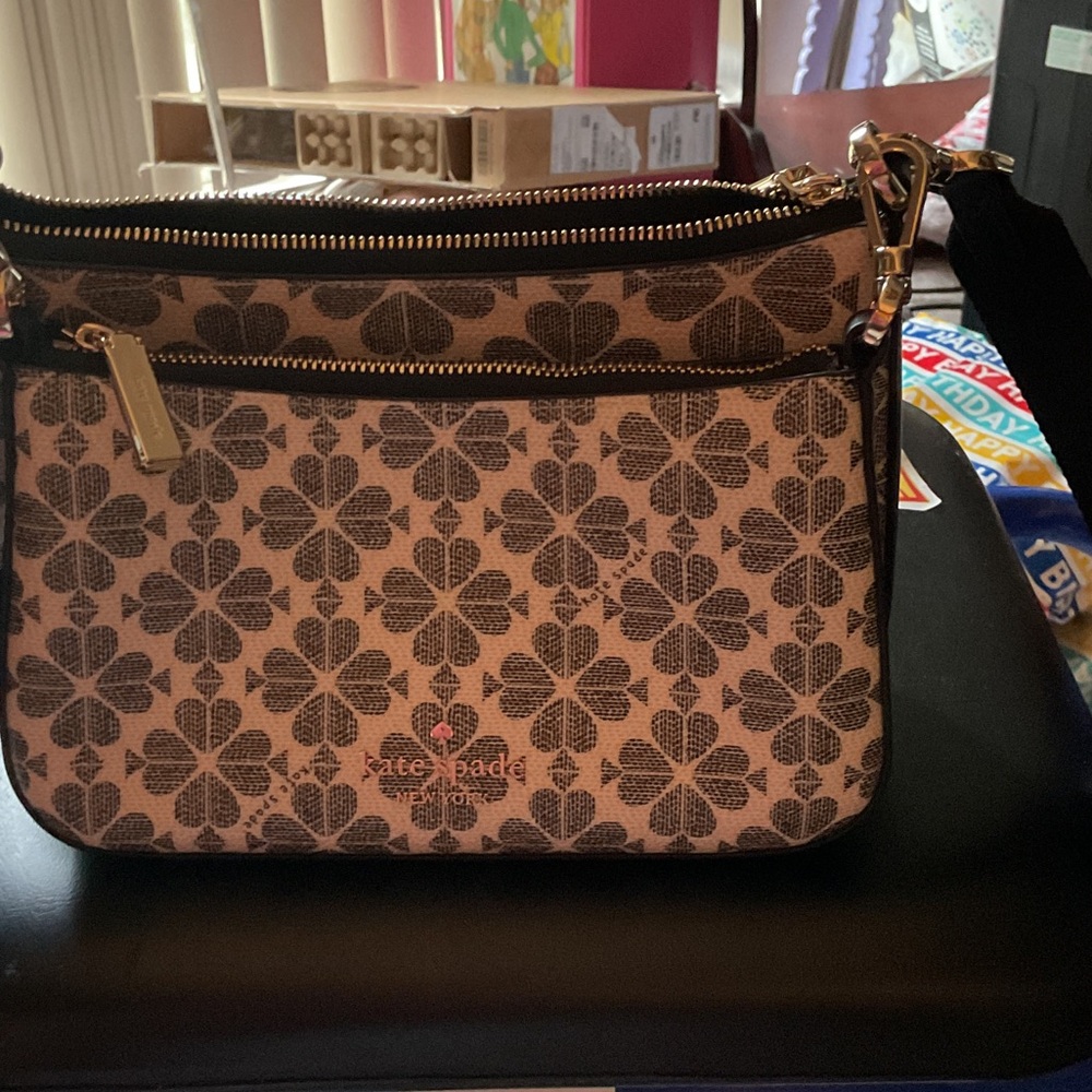 Kate Spade Black and Cream Floral Crossbody Bag